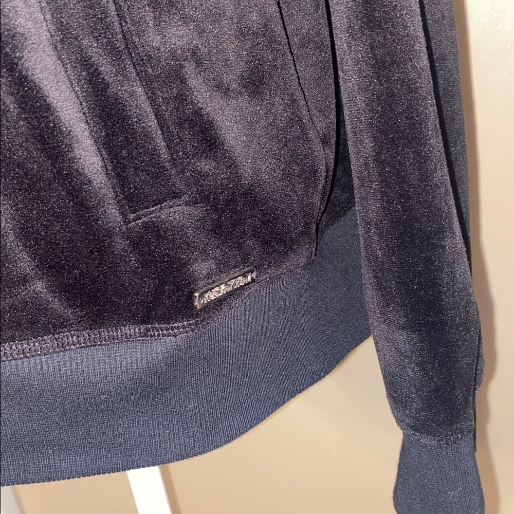 EUC CALVIN KLEIN Black Velour Zip Up Hoodie L - Picture 6 of 8